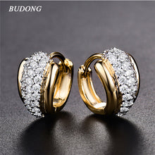 BUDONG Round Crystal Women Hoop Earrings Silver/Gold Color Zirconia Hoop Ho