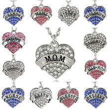 Heart Shape Clear Blue Crystal Mom Grandma Mimi Faith Teacher Blessed Penda