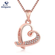 I LOVE YOU necklace real Rose Gold Color brand fashion love heart pendant n