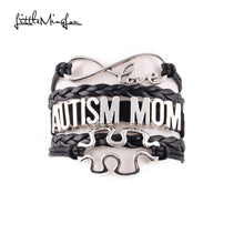 Little MingLou Infinity love Autism Mom Bracelet Puzzle Charm Awareness lea