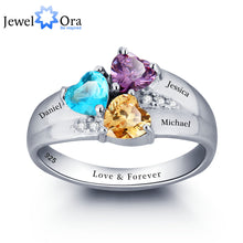 Mothers Rings Custom Ring Personalized Engrave Heart Birthstone Jewelry 925