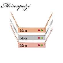 Birthstone Horizontal Bar Necklace Valentines Day Gifts For Wife Handstampe