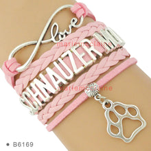 (10 PCS/lot)Infinity Love Schnauzer Mom Leather Wrap Bracelets Multilayer D