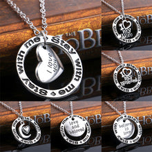 Love Heart Mom Dad Husband Wife Hollow Pendant Necklace Couples Lovers Gift