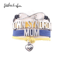 Little Minglou Infinity Love Down Syndrome mom bracelet heart charm awarene