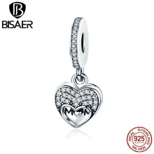 BISAER 925 Sterling Silver I Love My Mom Charm Gift Set Heart Pendant Beads