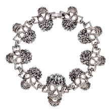Skull skeleton chain bracelet women biker jewelry link bangle silver color