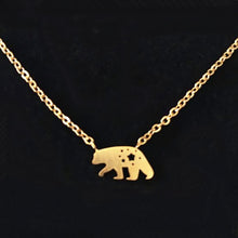 Mom Jewelry Hollows North Star Bear Pendant Women Necklace Gold Color Stain