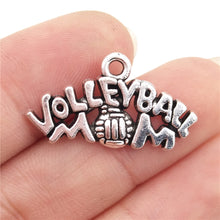 BULK 30 Zinc Alloy Sports Theme Volleyball Mom Charms Antique Silver Plated