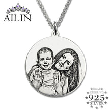 Personalized Sterling Silver Photo Engraved Necklace Handmade Photo Disc Ba