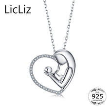 LicLiz 925 Sterling Silver Pendant Chain Necklace Gift For Mother Mom Heart
