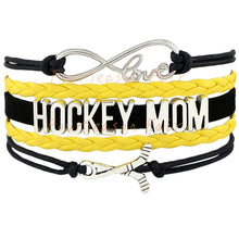 (10 PCS/lot) Custom Infinity Love Hockey Mom Bracelets Wrap Braided Bracele