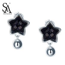 SA SILVERAGE Solid 925 Sterling Silver Star Stud Earrings for Women Trendy