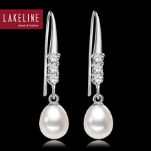 Natural Pearl Earrings 8mm White Genuine Real Freshwater Pearl Dangle Earri