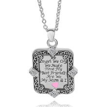 Vintage Photo Frame Flower Shape Carved Mom Necklace Rectangle Card Pendant