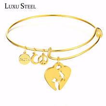 LUXUSTEEL Fashion  Heart Women Girls Jewelry Stainless Steel  Bangle Bracel