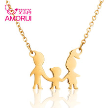 AMORUI Family of Three Pendant Necklace Fashion Stainless Steel Gold/Silver