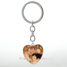 Vintage Klimt's artwork Mother and Child key chain ring dear Mom and Baby w