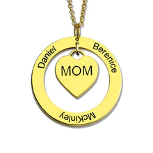 Wholesale Moms Heart Necklace with Kids Names Gold Color Circle Heart Famil