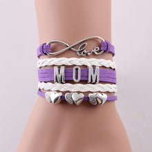Little Minglou 4 colors Infinity love mom bracelet heart charm leather wrap
