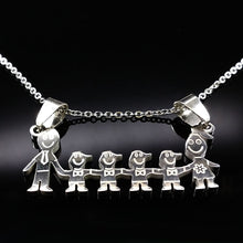 MAMA Stainless Steel Necklace Boys Girls Pendant Necklaces Mom Kids Silver