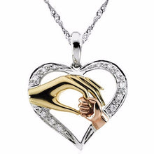 Mother And Child Pendant Gift For Mom Golden Mom Charm Necklace Hand Heart