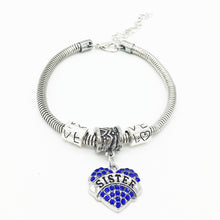 2016Multicolor Charm Crystal Heart Bracelet love Mom SISTER Mother family G