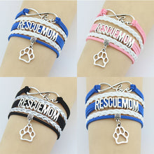 (10 Pieces/Lot) Infinity Love Rescue Mom Bracelets Paw Charm Handmade Rope