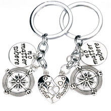 New 2PC No Matter where Heart Mother Daughter Compass Key Chain Ring Gifts