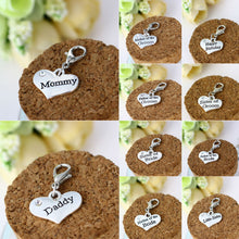 New Lobster Clasp Mom Daddy NANA Best Friend Heart Crystal DIY For Necklace