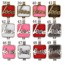 26mm Love MOM word Square Pad Locket Fragrance Pendant Essential Oil Diffus