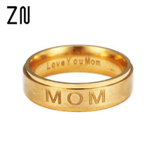 'LOVE YOU MOM' Titanium Carving Ring Women's Ring Mother's Day Gift for Mom