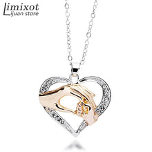 Beautiful Sparkle "Mother and Child's Hands" Pendant and Necklace Heart Nec