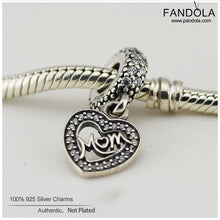 Fits for Pandora Beads Bracelets MOM Heart Charms Authentic 100% 925 Sterli