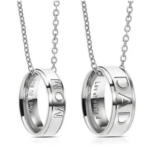 Fashion Charm Stainless Steel MOM DAD Pendant Necklace Carved Letters Love