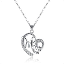 Uworld Silver Plated Brass Cubic Zirconia MOM Open Love Heart Pendant Neckl