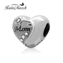 2016 New Heart Mom Beads Fit Pandora Charms bracelets Authentic 100% 925 st