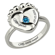 Wholesale Baby Feet Birthstone Ring White Gold Color Sterling Silver Ring W