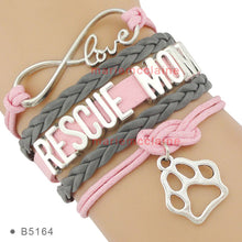 (10 PCS/lot)Infinity Love Rescue Mom Leather Wrap Bracelets Multilayer Dog