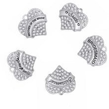 Lemegeton Crystal heart Pendant Engraved Letter BRIDESMAID MAID HONOR BRIDE
