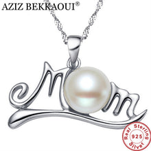 AZIZ BEKKAOUI Freshwater Pearls Pendant with Mom Words for Necklace 925 Ste