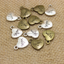 PULCHRITUDE (30 pieces/lot) 14*17mm Antique Alloy Heart Engraving letters M