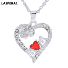 LASPERAL Fashion Jewelry 1PC Rhinestone Love Heart Rose Mom Pendant Necklac