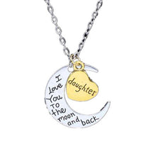 1pcs I Love You to the Moon and Back Mom Daughter Necklace Gold Heart 2017