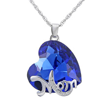 2017 new Fashion Ocean Heart necklace Pure Blue crystal Pendant For Mom Gif