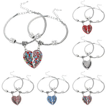 Bespmosp 2PC Rhinestone Clear Color Red Pink Blue Crystal Heart Mother Daug