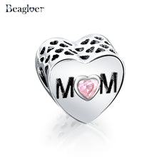 Beagloer 925 Sterling Silver Dad and Mom Charm Beads Fit Handmade Bracelet