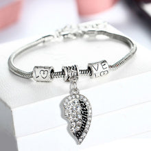 Bespmosp Crystal Family Gift Heart Silver Plated Mom Mother Daughter Son Br