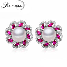Freshwater pearl earrings 925 silver women,fashion natural Pearl Earrings w