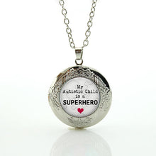 Autism Locket Pendant Necklace My Autistic Child is a Superhero Survivor Je